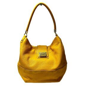 Talbots Yellow Pebble Leather Shoulder Hobo Bag Pre Owned
